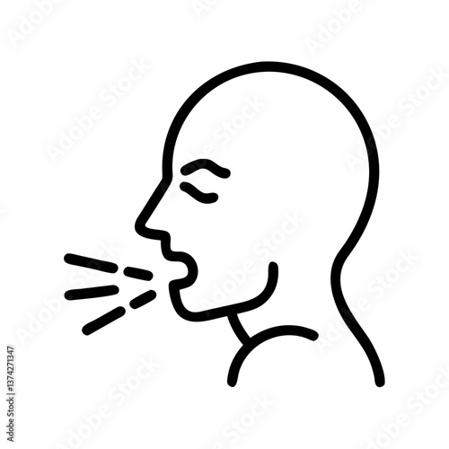 Human silhouette speaking with sound waves on a minimalist background  