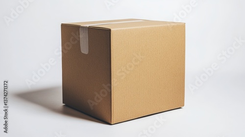 A brown box with no writing or decoration on it sits by itself against a white background.