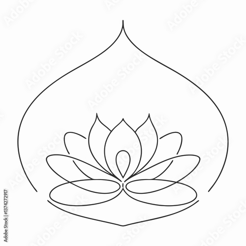 Minimalist line art of a lotus flower symbolizing purity  