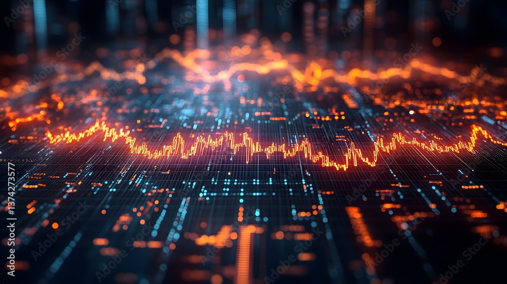 Fototapeta premium A holographic projection of global financial market trends and analytics