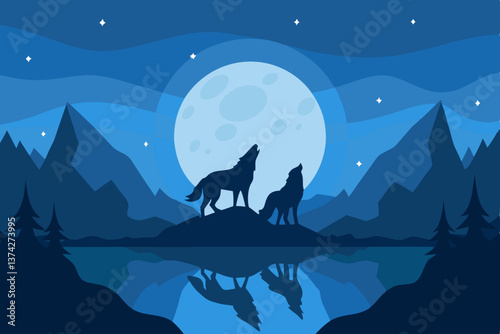 vector illustration of a mountain landscape
