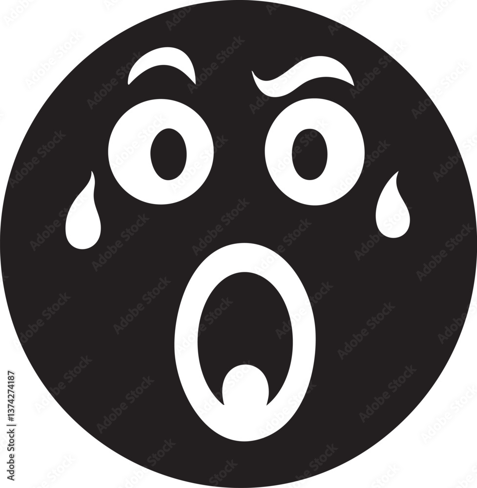 Fototapeta premium Surprised emoji face vector illustration for digital communication and expressive designs.