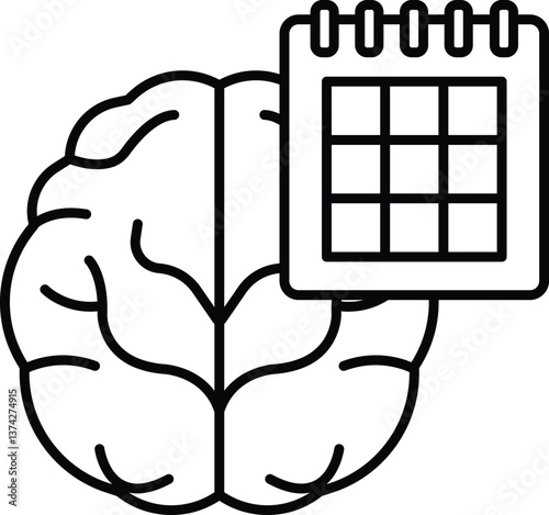 A brain with a calendar next to it