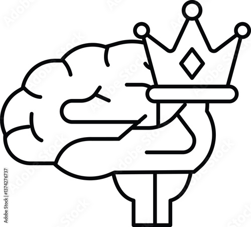 A brain with a crown on top of it
