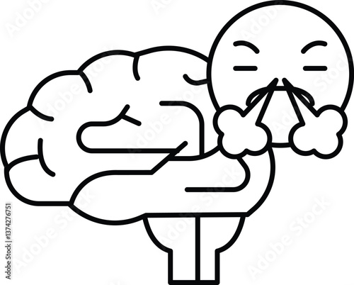 A cartoon of a brain with a person's face on it