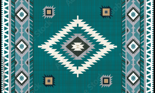 Navajo tribal vector seamless pattern. Native American ornament. Ethnic South Western decor style. Boho geometric ornament. Vector seamless pattern. Mexican blanket, rug. Woven carpet illustration