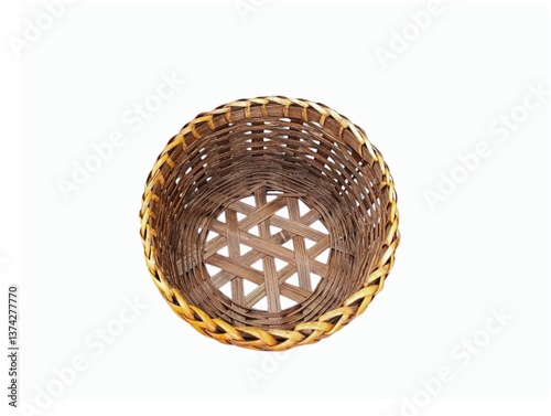 The white background in the picture is a brown rattan woven basket with a fine and beautiful pattern. It is used in the kitchen to store vegetables and various fruits.