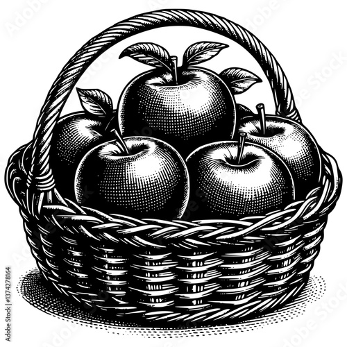 Apples in a woven wicker basket