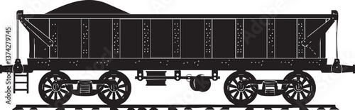 Vector silhouette of a vintage freight train wagon for industrial and logistics themes.