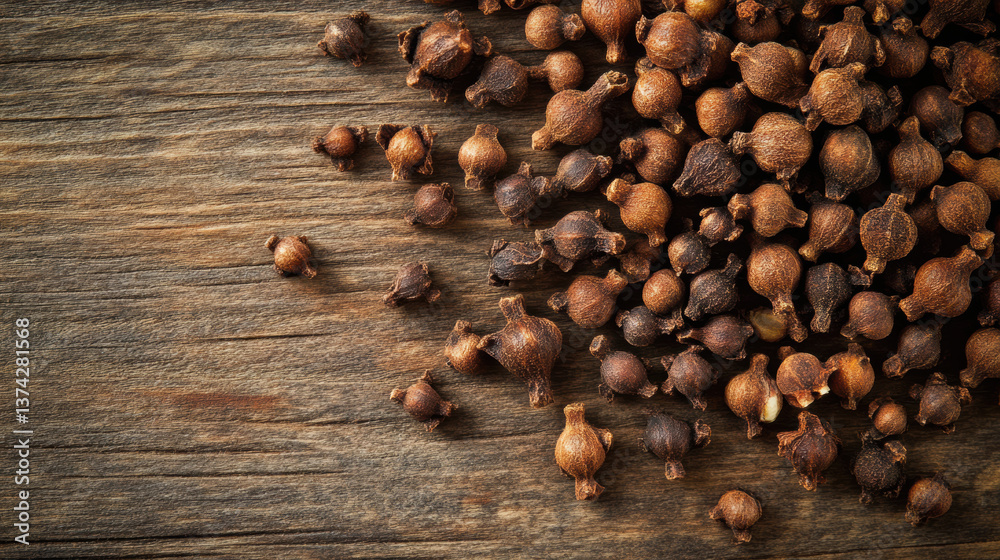 Obraz premium Rustic Composition of Whole Brown Spice Seeds on Wooden Surface