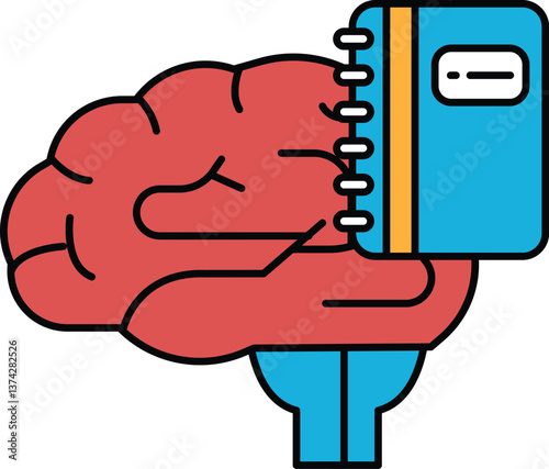A brain is holding a book in its hand