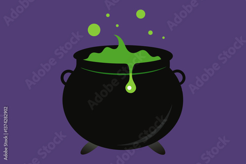 vector illustration of a pot of halloween