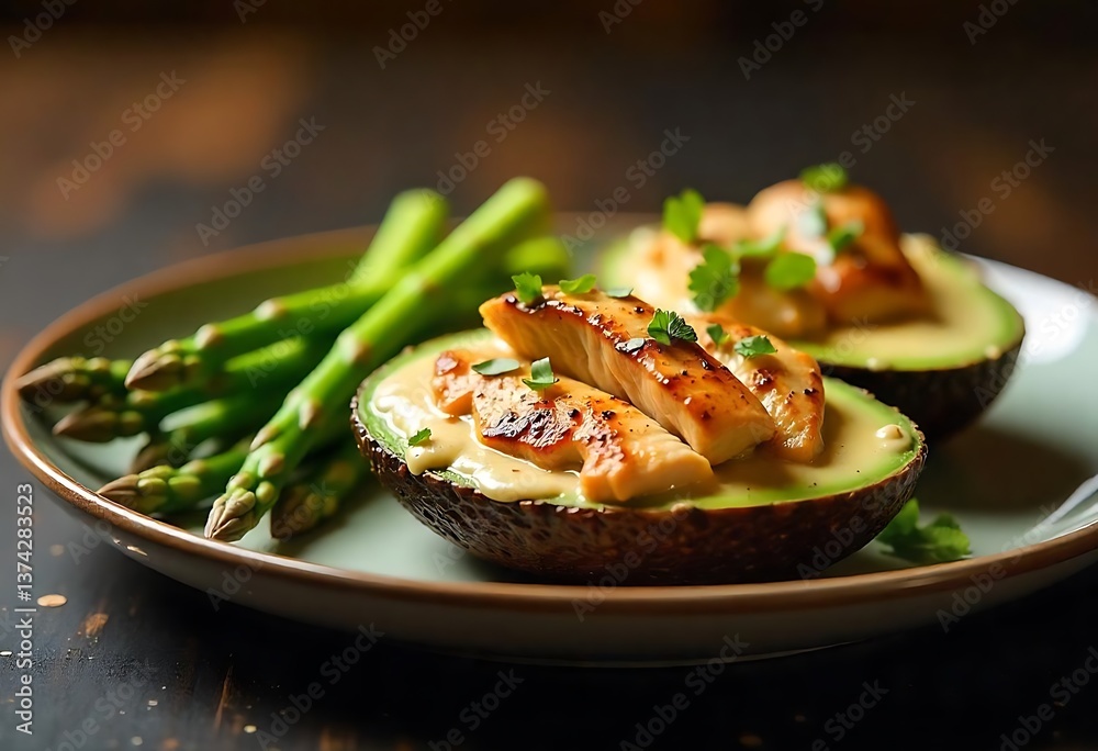 Keto Diet Meal with Grilled Chicken and Avocado