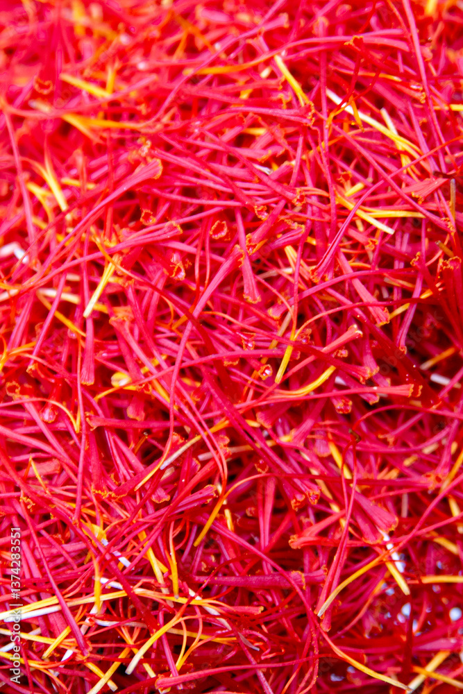 Naklejka premium Harvesting saffron threads before roasting