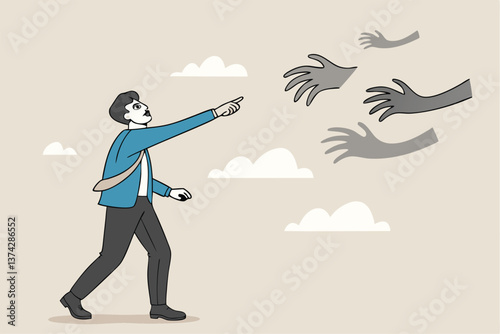 Overcome fear challenge difficulty, courage to fight back win over obstacle or difficulty, confrontation or confidence to defeat fear concept, businessman with boxing glove fighting fear horror hands.
