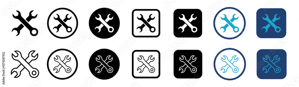 Tool icon set. Service center symbol. Support logo. Instrument signs collection. Working tools Icon. Service icons Tool icon set. Service center symbol. Support logo. Instrument signs collection. Working tools Icon. Service icons