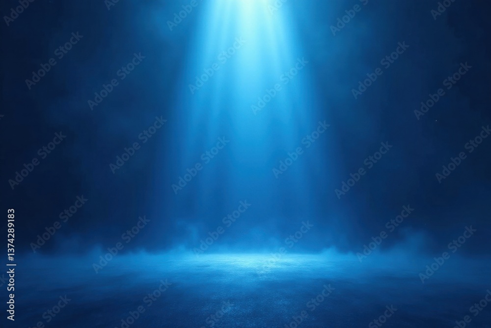 Fototapeta premium Abstract Blue Light Beam on Dark Surface Background Ideal for Presentation Design