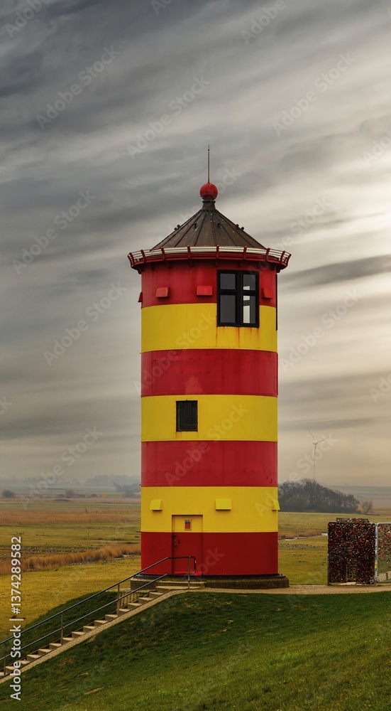 evening twilight at the lighthouse in Pilsum