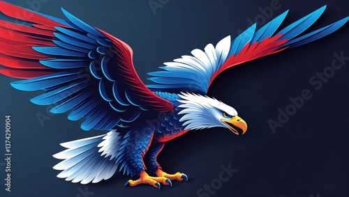 3D american eagle with american flag logo