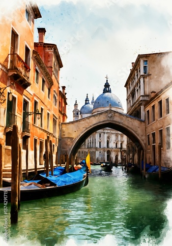 A captivating view of Venice's hidden waterways adorned with bridges and gondolas, embodying the romantic allure of this majestic Italian city.