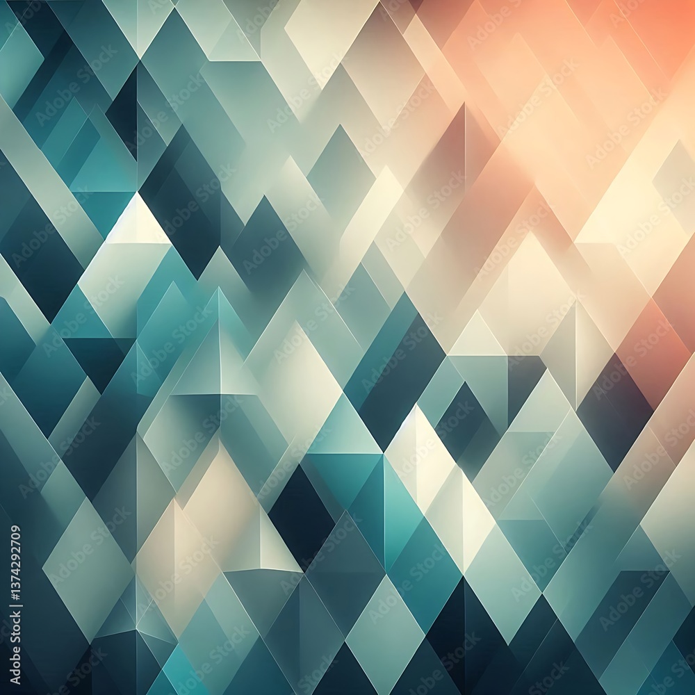 Obraz premium Abstract Geometric Triangles 3: Muted Color Pattern, Modern Texture Design, Polygon Background, Faceted Art.