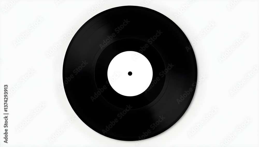 Obraz premium Blank Vinyl Record, Black and White, Music, Retro, Studio