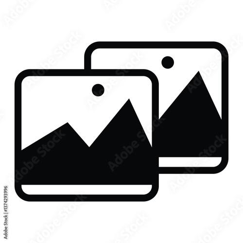 photo gallery icon, picture album and image icon on white background.