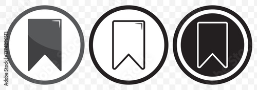 Bookmark icon in Black Color. Book bookmark icons pack vectors in black flat and strokes on Transparent Background. EPS 10.