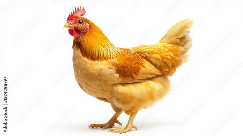 Fototapeta premium Yellow chicken on white background. Generative AI