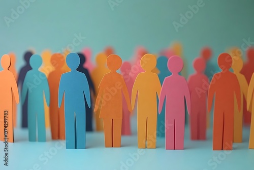 Colorful Paper People Network Collaboration