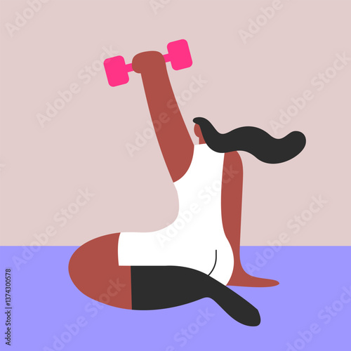 Disabled athletes in gym workout. Flat vector illustration in cartoon style.