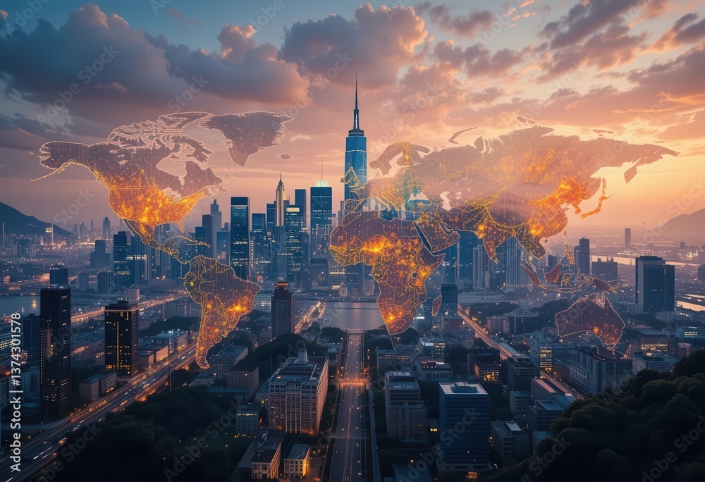 Obraz premium A Stylized Perspective on Economic Decisions Impacting the Environment