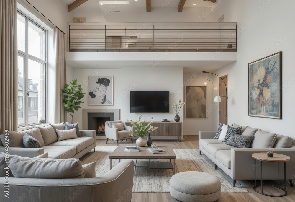 Fototapeta premium Sleek and Functional Design Creates a Relaxing and Stylish Living Space