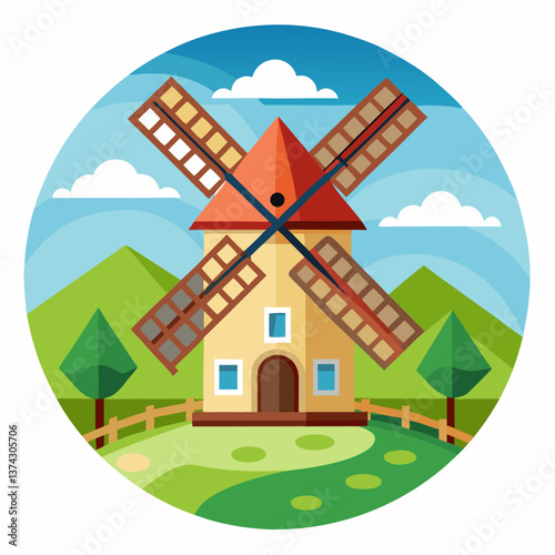 Windmill Icon - Clean and Minimalist Vector Illustration