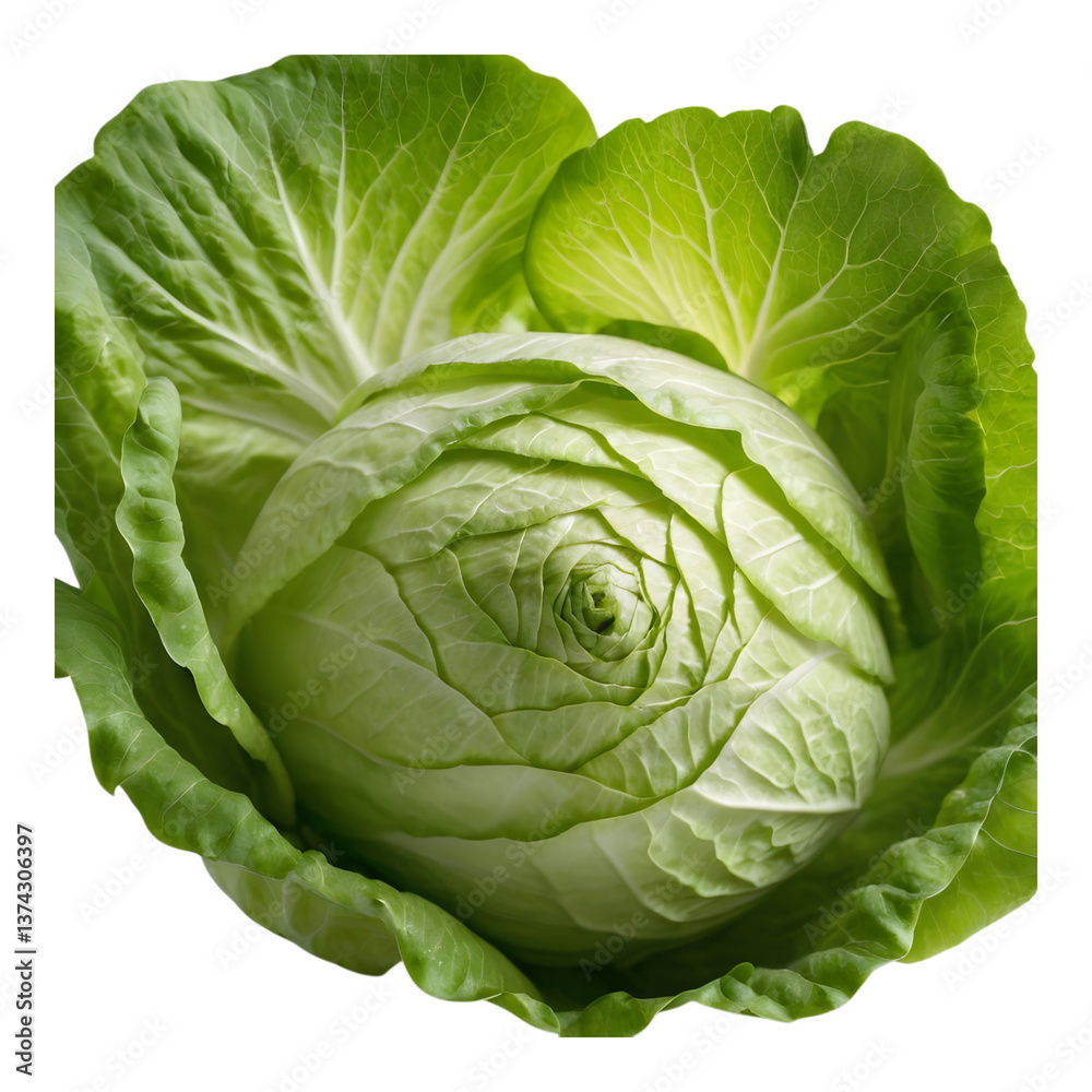 Obraz premium Whole Green Cabbage with Wrinkled Outer Leaves