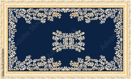 Persian rug original Design Oreintal Flora Damasks embroidery, Persian style. art ornament print.Design for carpet, cover.wallpaper, wrapping, fabric, clothing, tribal vector texture.