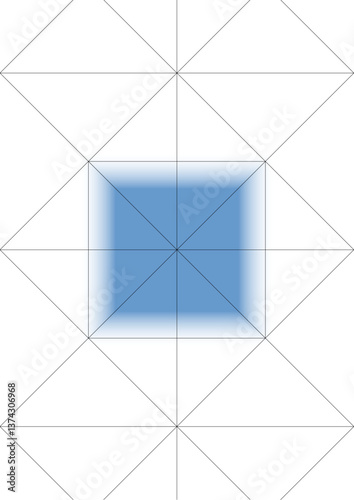 Origami ship crease map with fillings indicated. Both sides of the paper. Gradient applied to mark paper margins.
