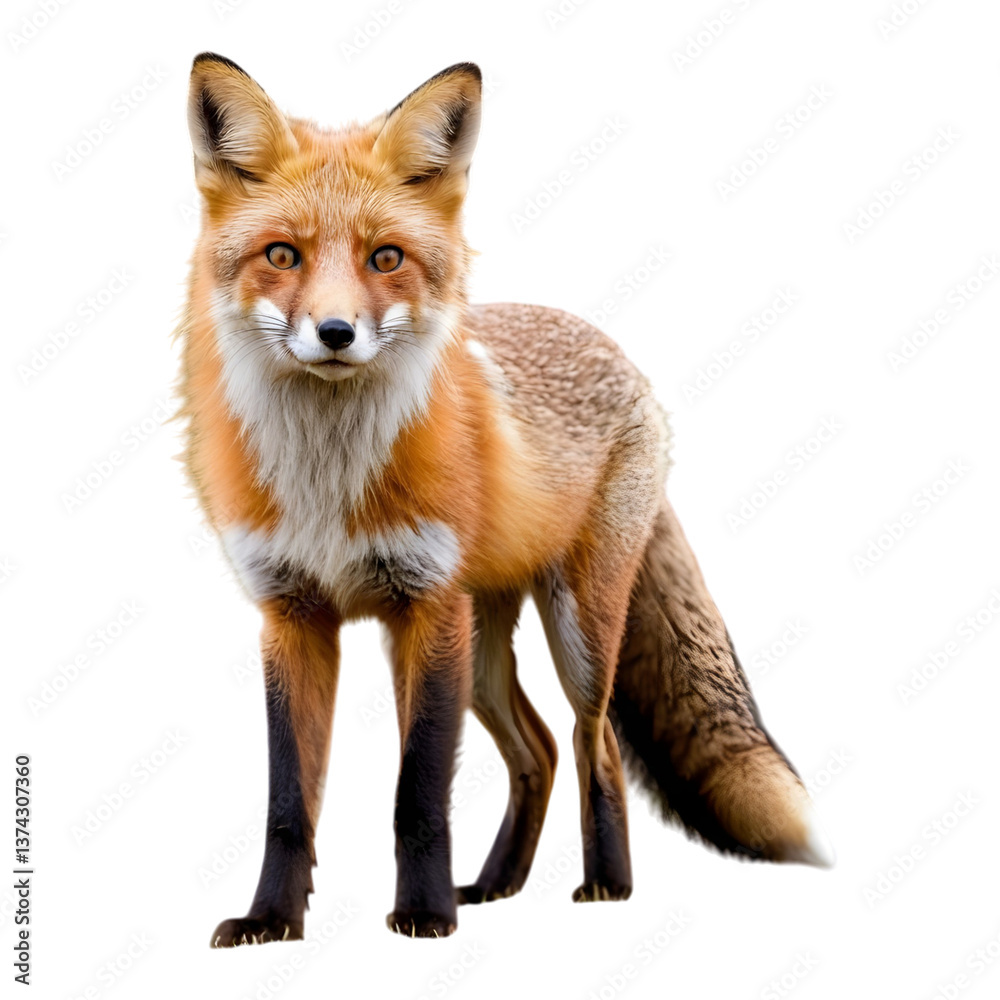 Fototapeta premium Alert Red Fox Standing on All Fours