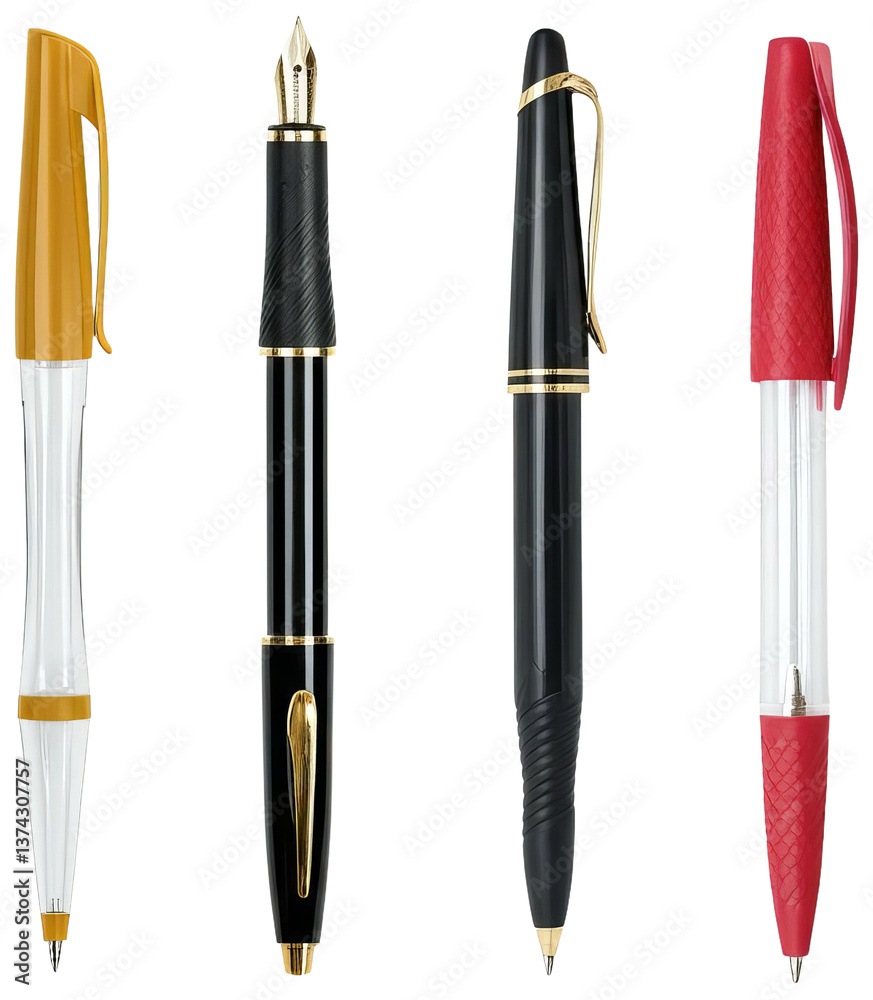 Assortment of writing instruments, transparent background png Assortment of writing instruments, transparent background png