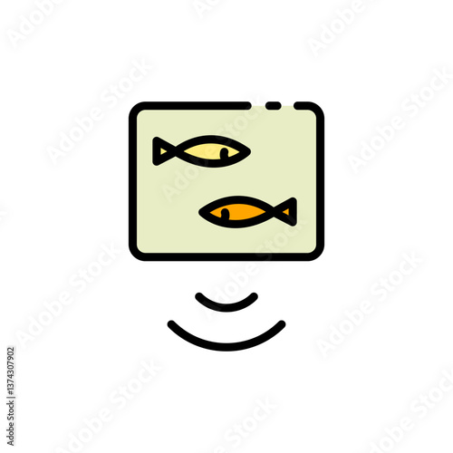 Water echo sounder color icon. Fishing equipment symbol. Echo sounder vector icon for web design isolated on white background.