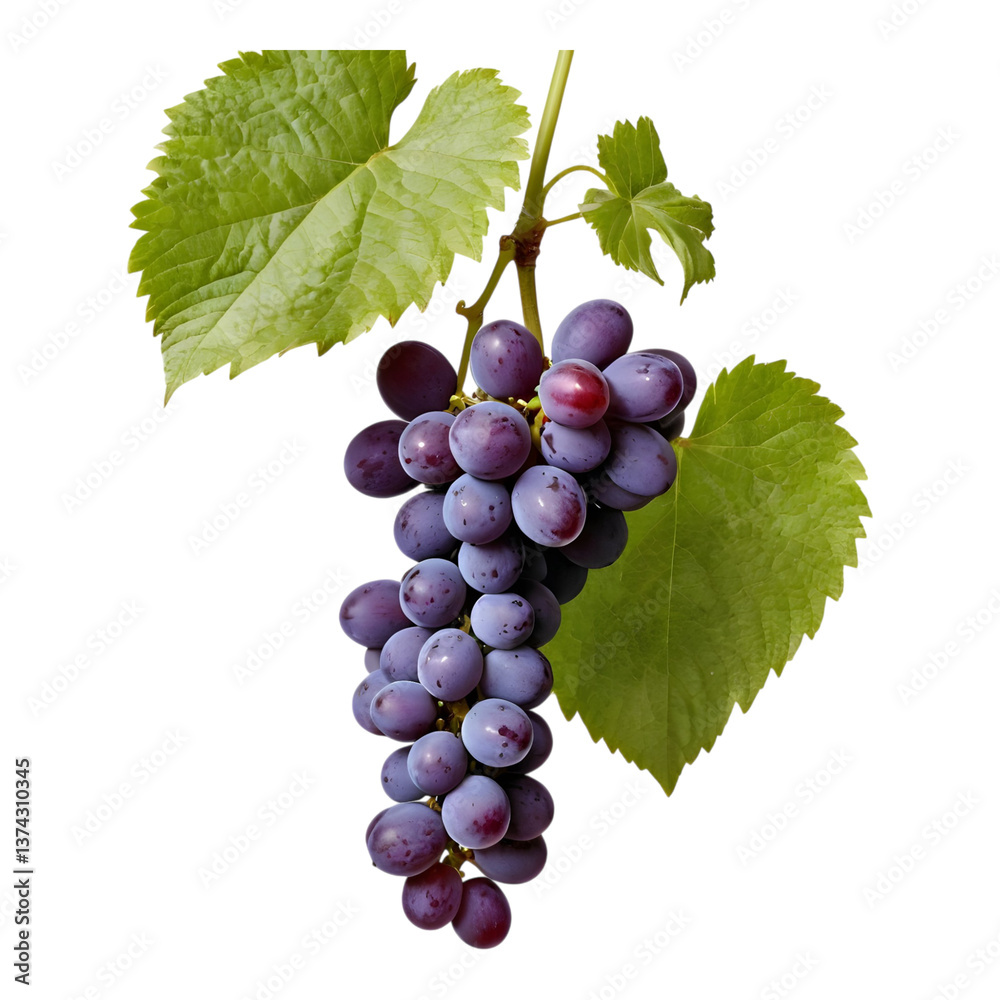 Obraz premium A bunch of purple grapes hanging from a vine