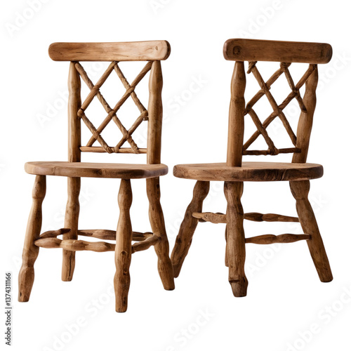 A pair of similar wooden chairs side by side