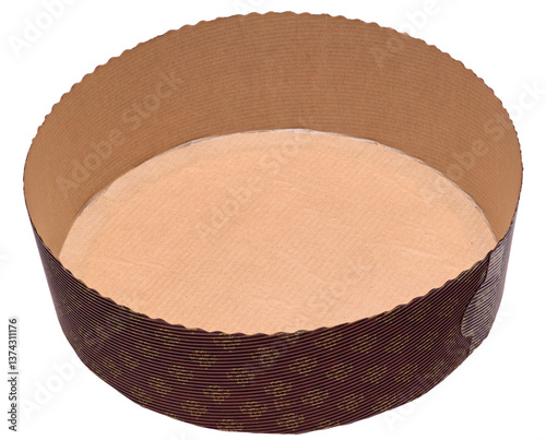 Panettone paper baking form isolated over white background