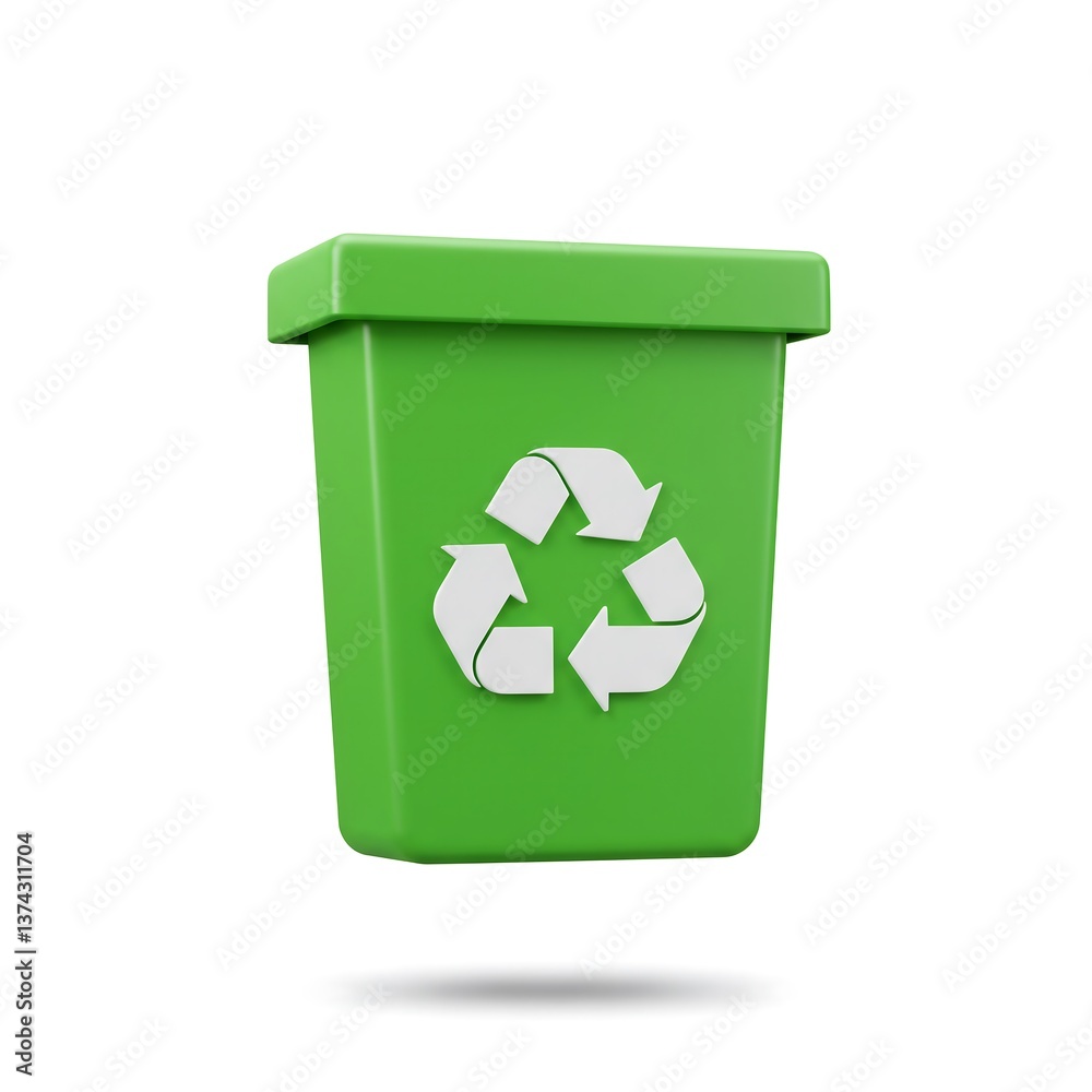 Green Recycle Bin 3D Rendering for Sustainable Living Green Recycle Bin 3D Rendering for Sustainable Living