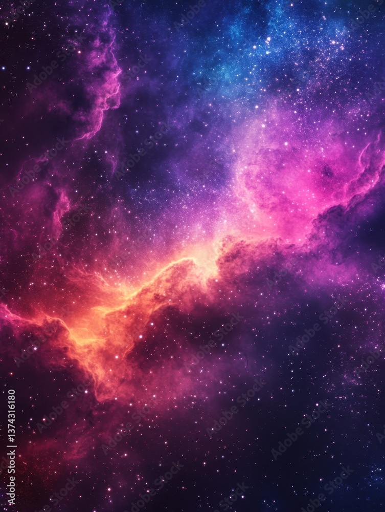 Vibrant cosmic nebula with starlight and colorful clouds in deep space celestial artwork Vibrant cosmic nebula with starlight and colorful clouds in deep space celestial artwork