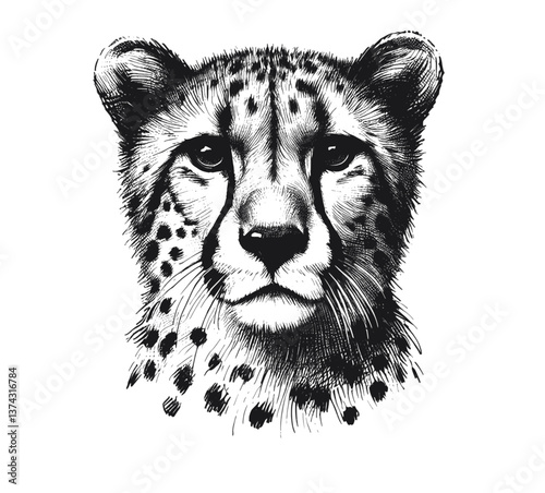 The Intensity of a Cheetah Cheetah line art drawing ink sketch vector hand drawn illustration background