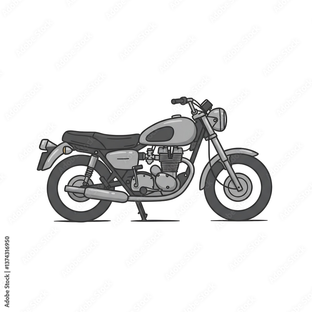 Fototapeta premium Classic Motorcycle Vector Illustration, Vintage Style