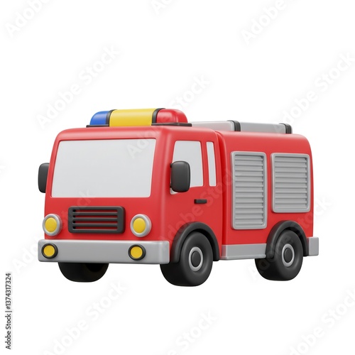 Wallpaper Mural Cartoon Fire Truck 3D Render Illustration Torontodigital.ca