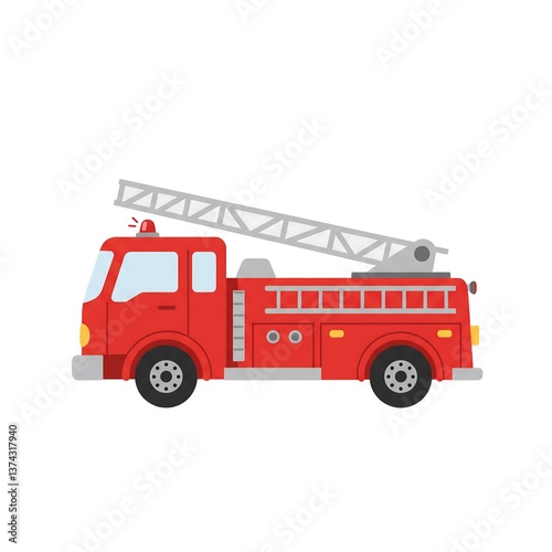 Cute Red Firetruck Clipart Illustration for Kids