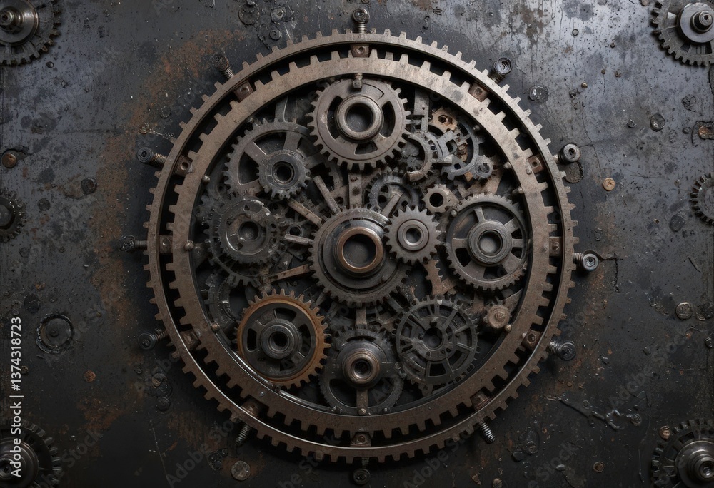 Mechanical Movement Circular Arrangement of Gears, Cogs Springs with a Metallic Industrial Feel. Mechanical Movement Circular Arrangement of Gears, Cogs Springs with a Metallic Industrial Feel.